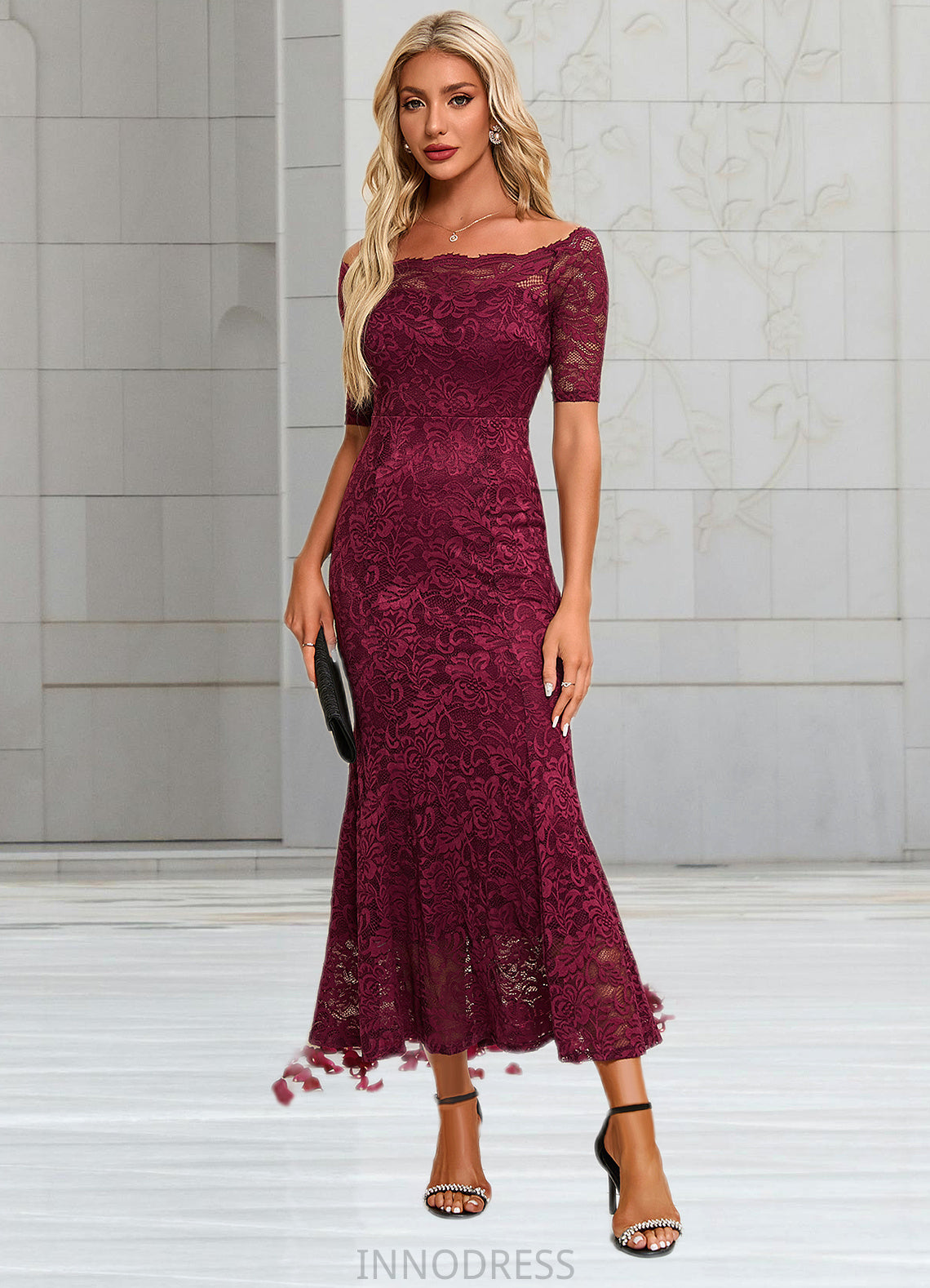 Marie Boat Neck Elegant Trumpet/Mermaid Lace Maxi Dresses DPP0022251