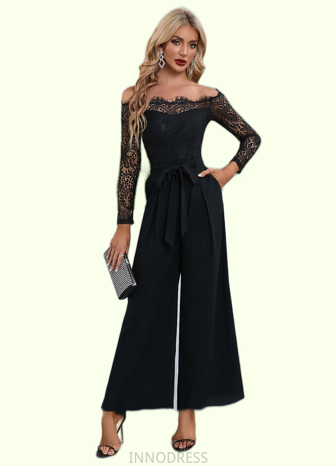 Jaelyn Cold Shoulder Elegant Jumpsuit/Pantsuit Polyester Asymmetrical Maxi Dresses DPP0022319