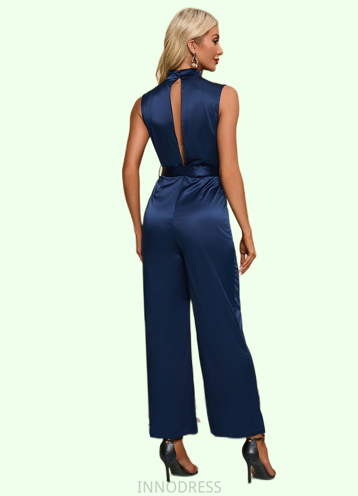 Reese High Neck Elegant Jumpsuit/Pantsuit Satin Maxi Dresses DPP0022324