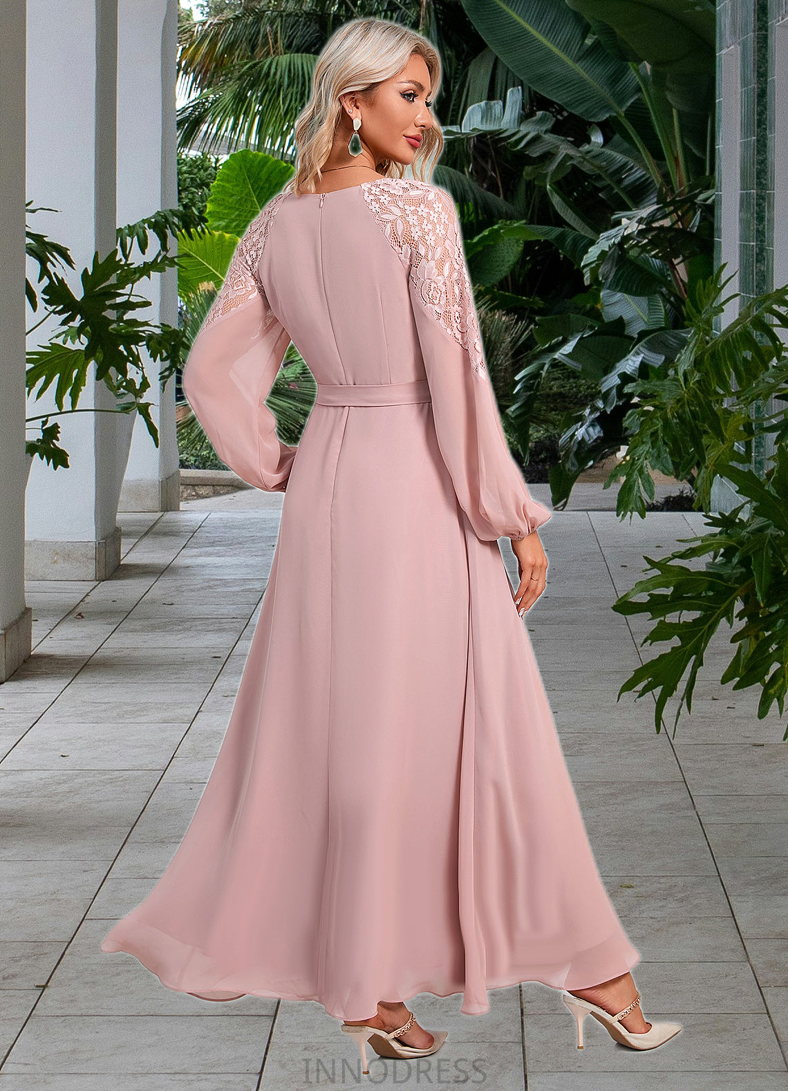 Gertie V-Neck Elegant A-line Chiffon Dresses DPP0022360