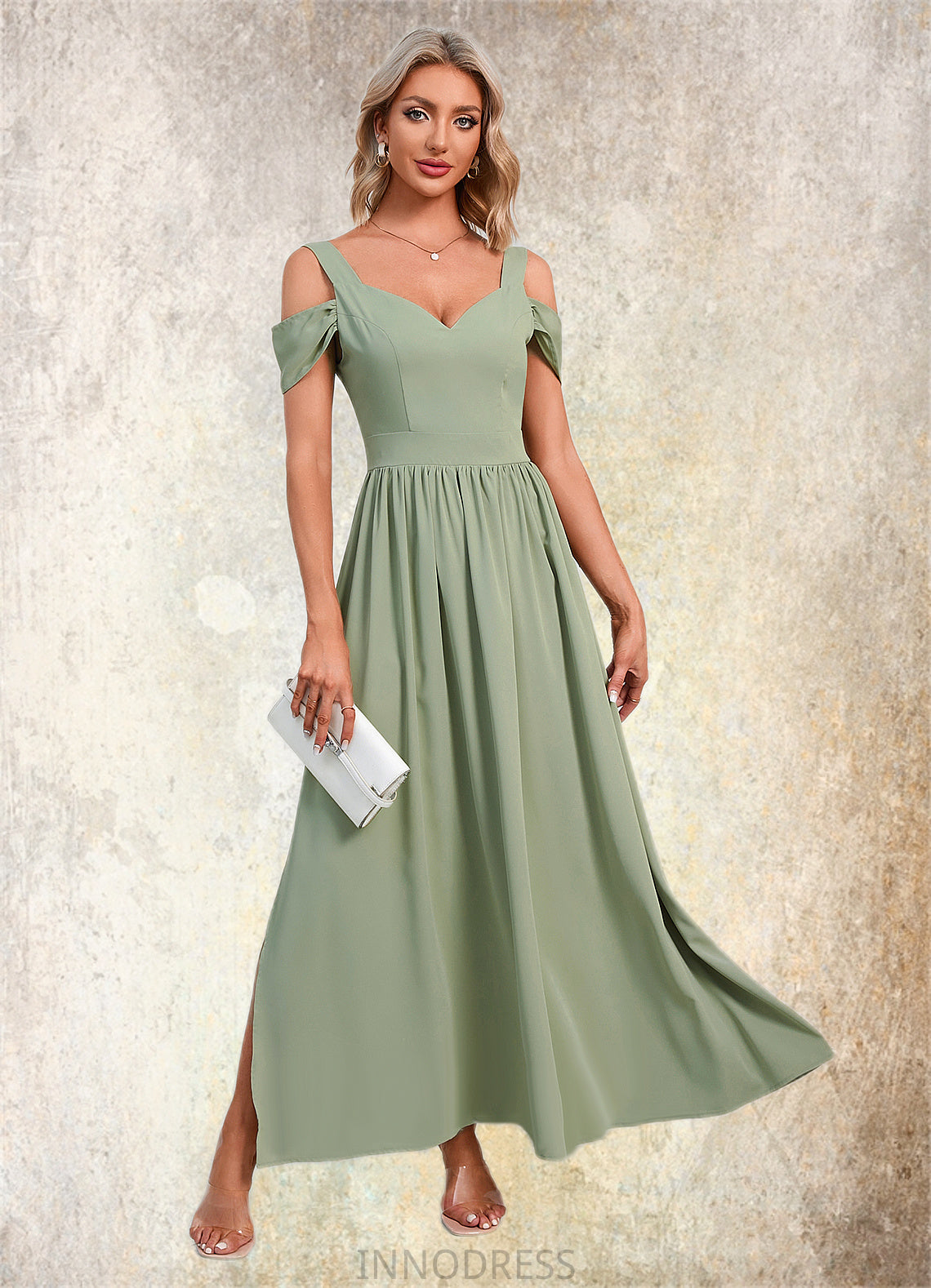 Keyla Ruffle Sweetheart Elegant A-line Polyester Maxi Dresses DPP0022426