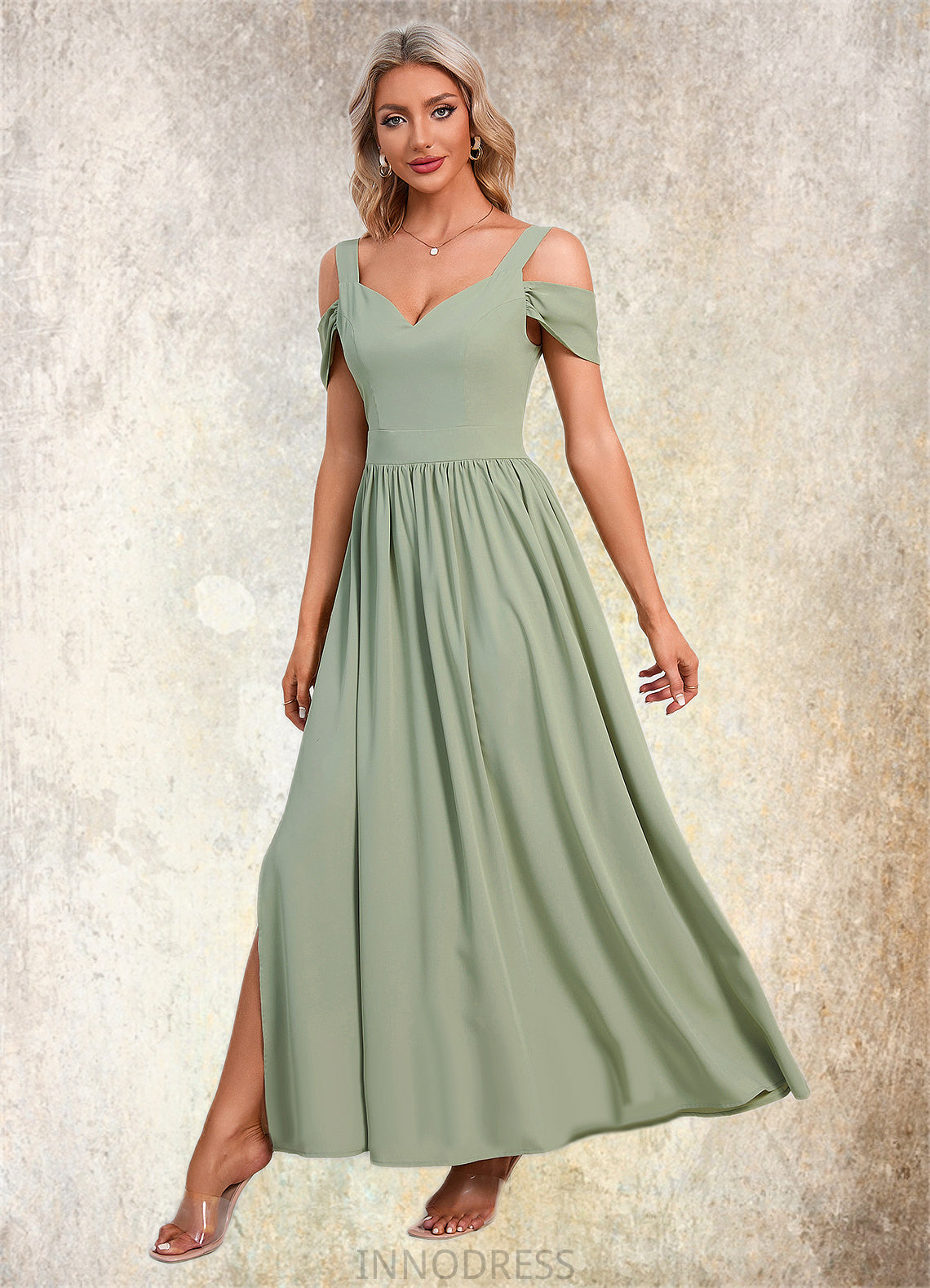 Keyla Ruffle Sweetheart Elegant A-line Polyester Maxi Dresses DPP0022426