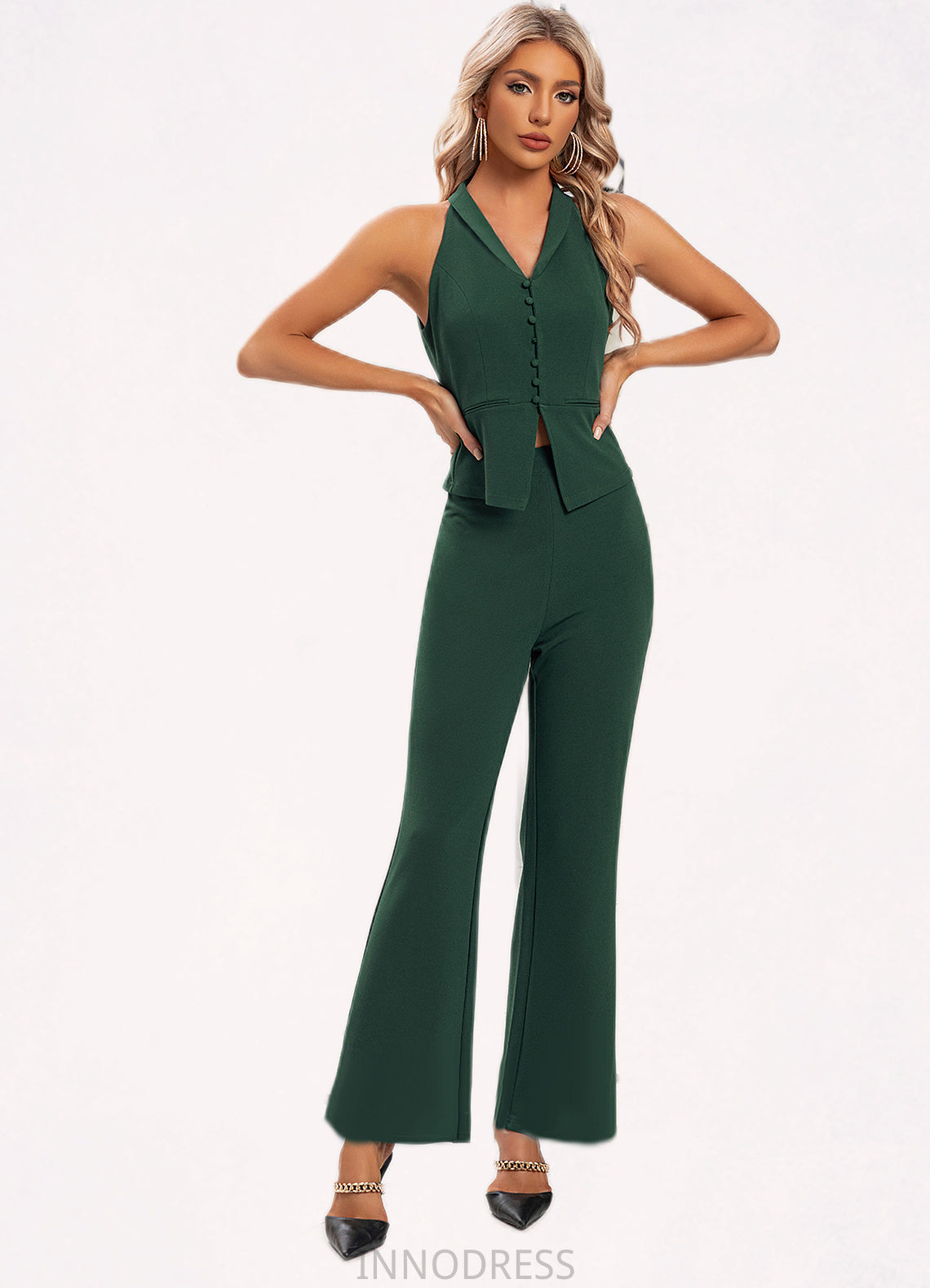 Kailyn Halter Elegant Separates Polyester Maxi Dresses DPP0022474