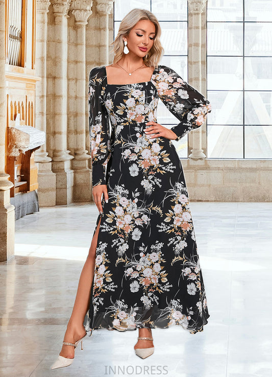 Sydney Floral Print Off the Shoulder Elegant A-line Chiffon Maxi Dresses DPP0022515