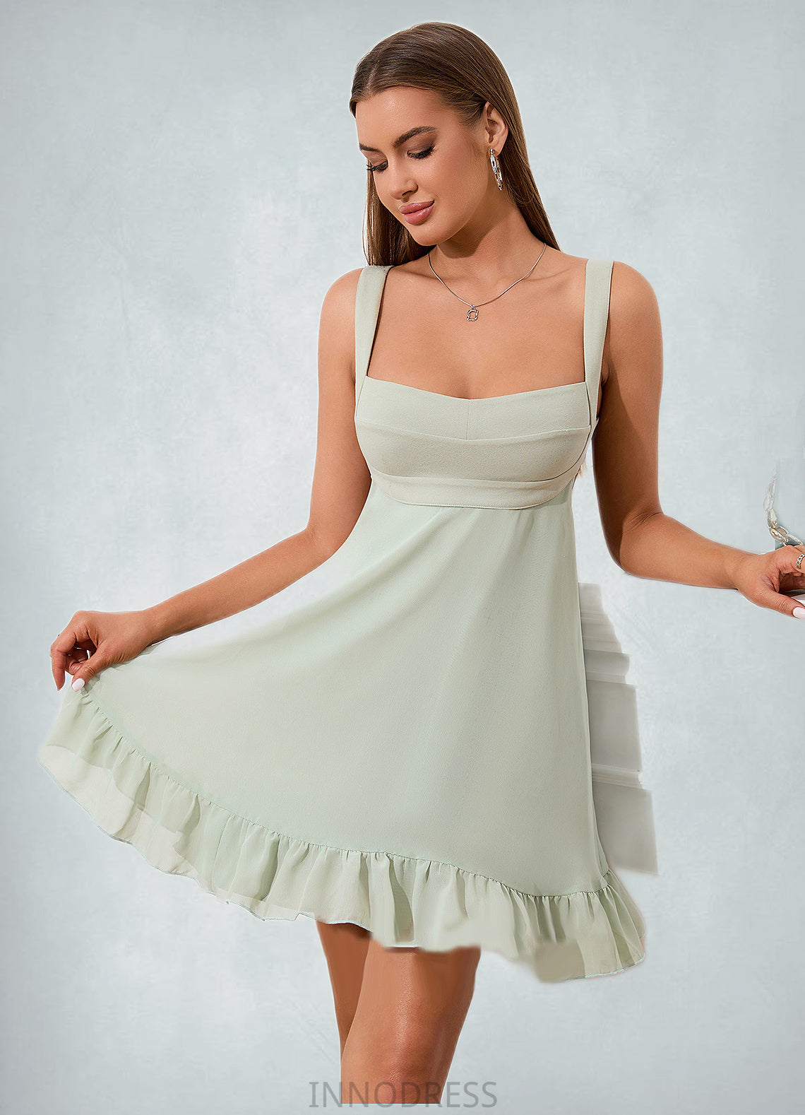 Whitney Cascading Ruffles Sweetheart Sexy A-line Chiffon Mini Dresses DPP0022537