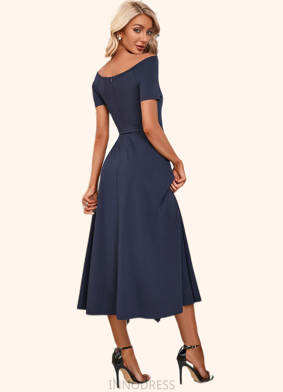 Mckenzie V-Neck Elegant A-line Cotton Blends Midi Dresses DPP0022561