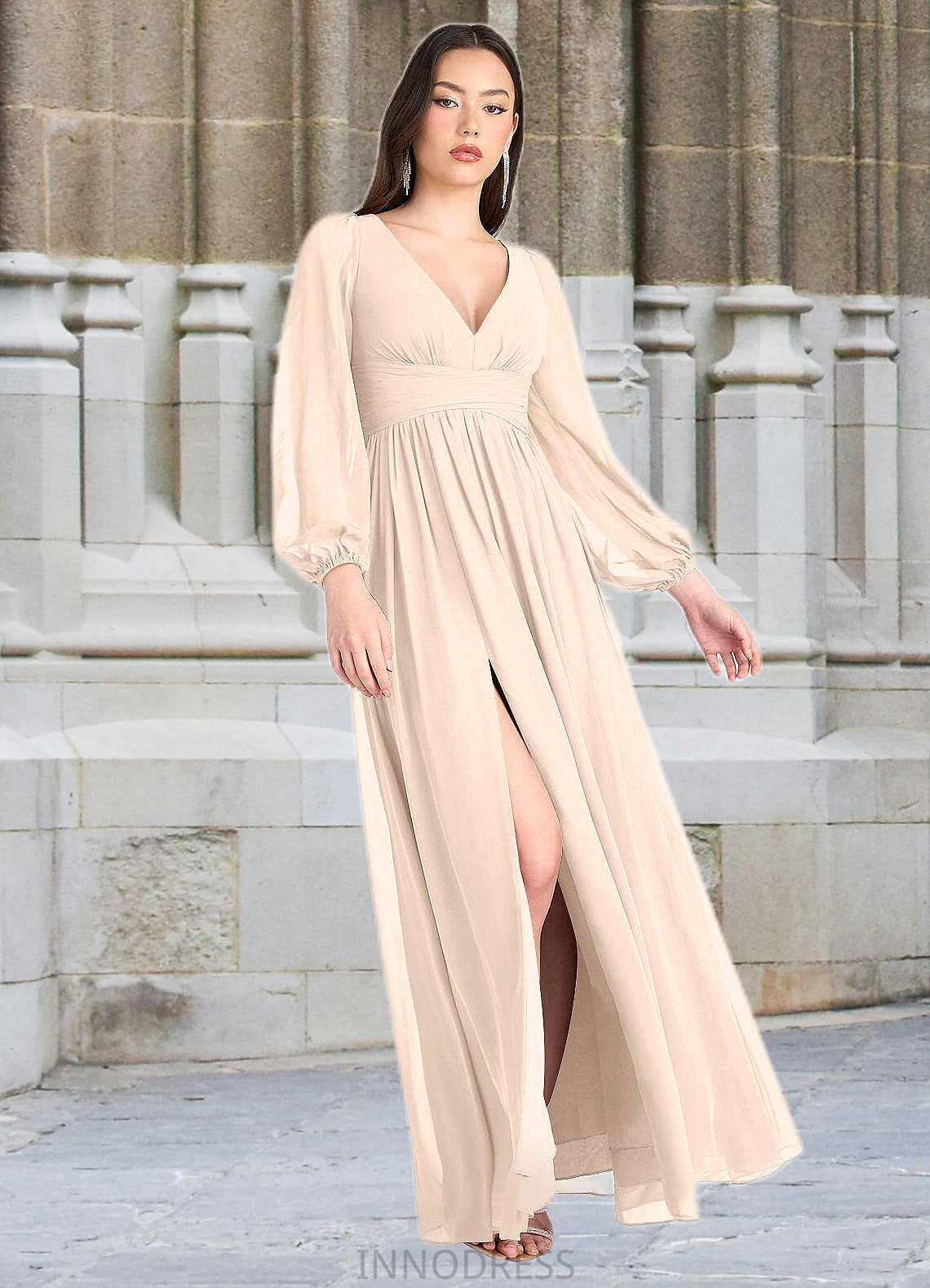 Lillie Kelly Cream Long Sleeve Maxi Dress Atelier Dresses | Azazie DPP0022893