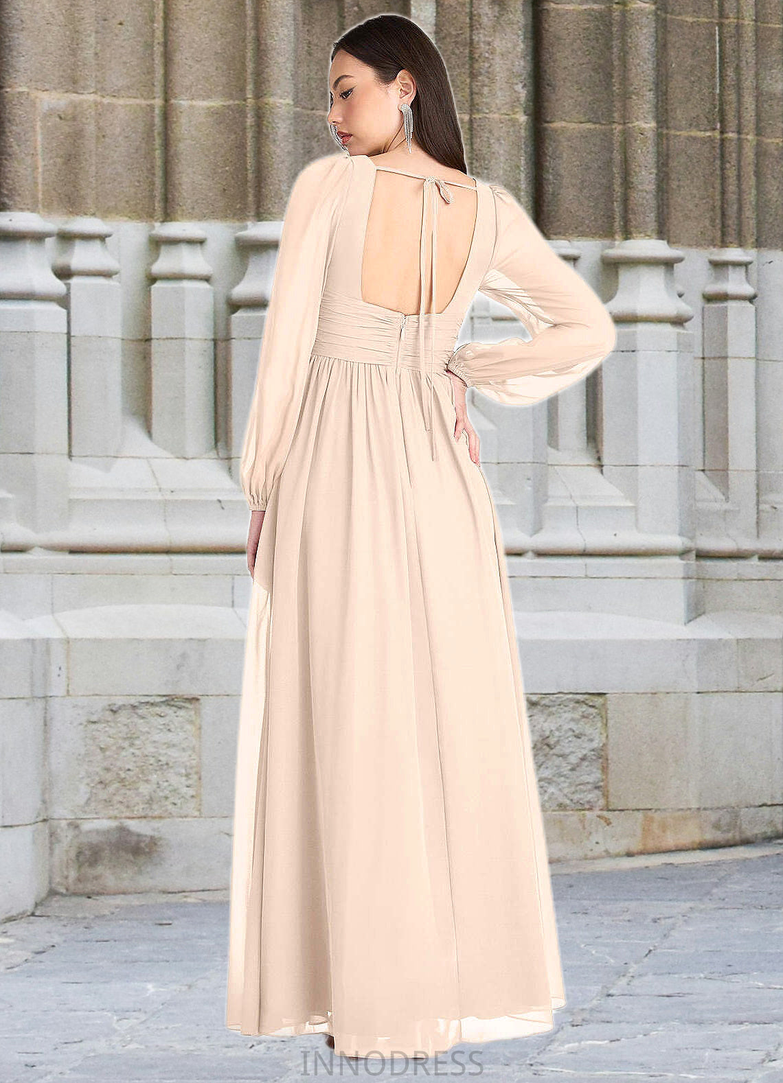 Lillie Kelly Cream Long Sleeve Maxi Dress Atelier Dresses | Azazie DPP0022893