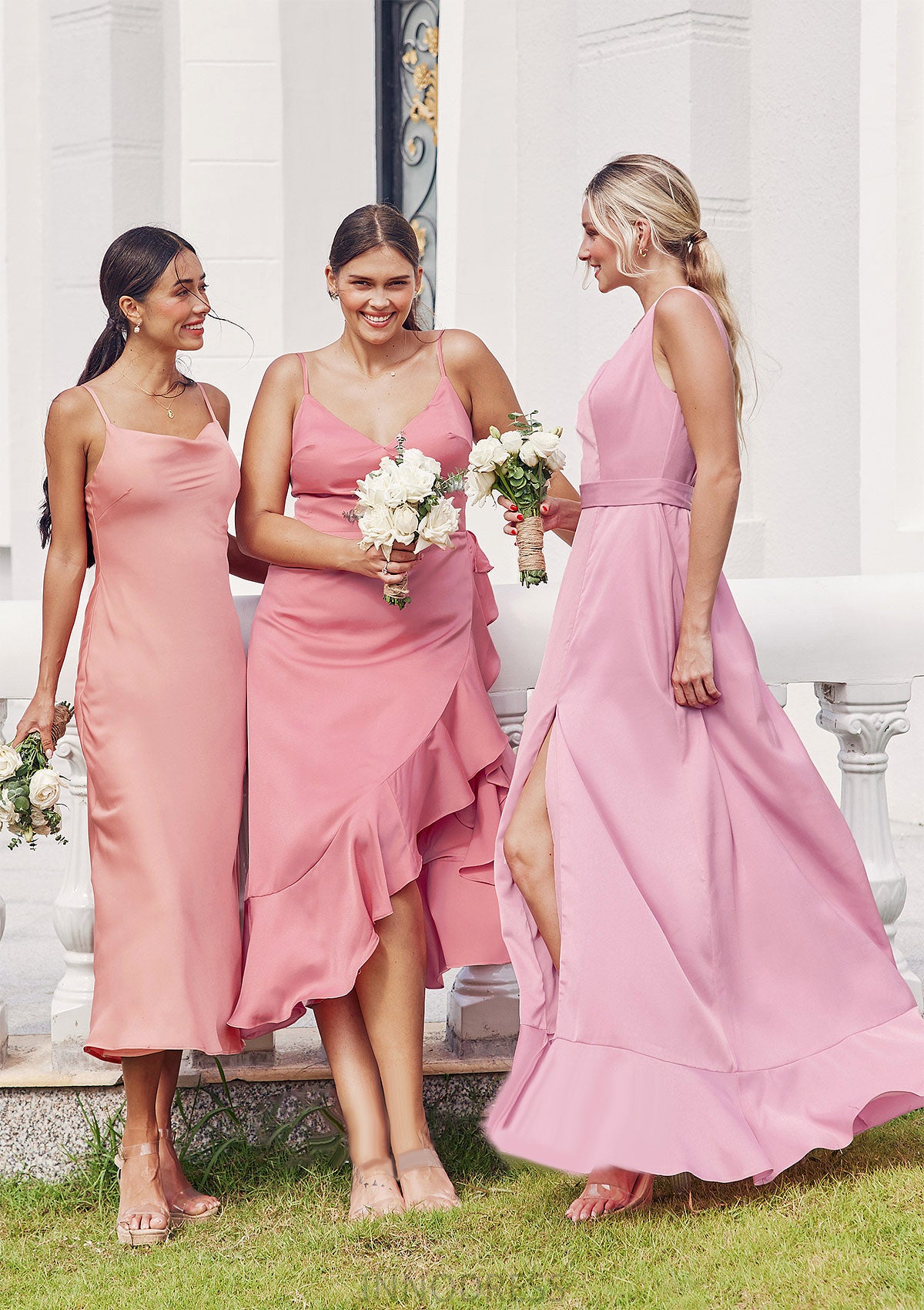 A-line Square Neckline Sleeveless Ankle-Length Stretch Satin Bridesmaid Dresses Alula DPP0025231