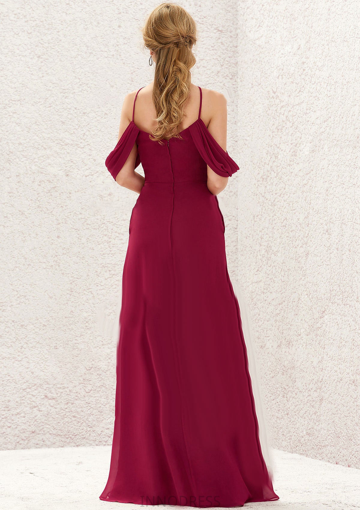 A-line Scalloped Neck Sleeveless Chiffon Long/Floor-Length Bridesmaid Dresses With Pockets Alani DPP0025310