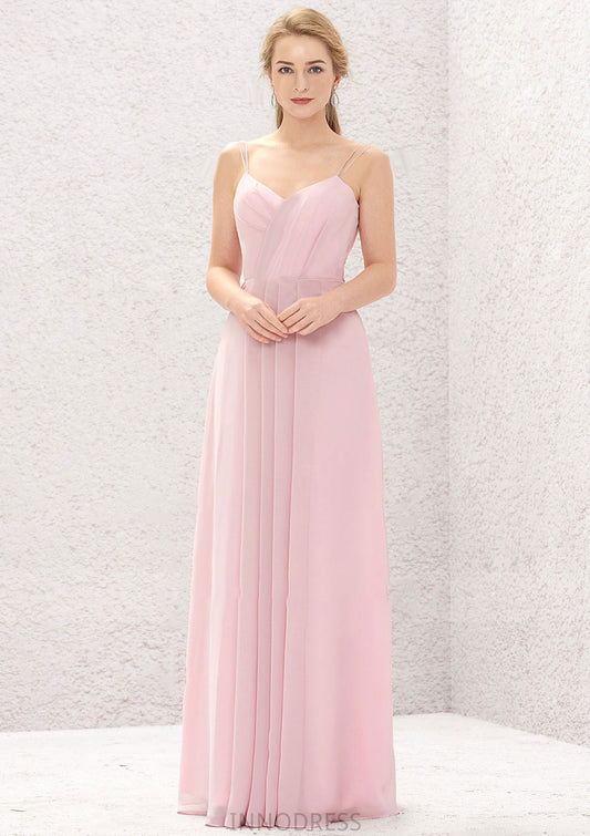 A-line Sweetheart Sleeveless Long/Floor-Length Chiffon Bridesmaid Dresses With Pleated Selina DPP0025335