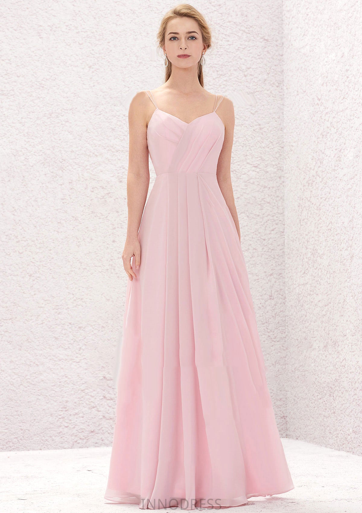 A-line Sweetheart Sleeveless Long/Floor-Length Chiffon Bridesmaid Dresses With Pleated Selina DPP0025335