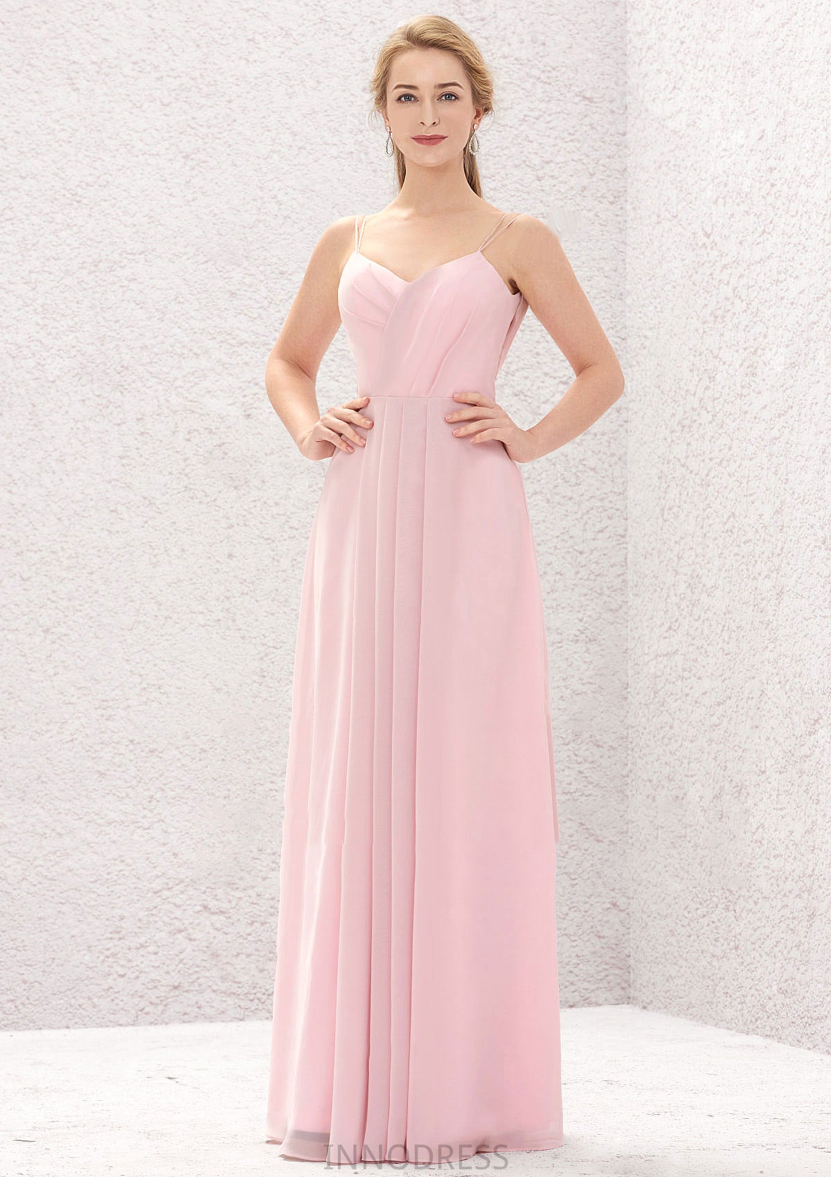 A-line Sweetheart Sleeveless Long/Floor-Length Chiffon Bridesmaid Dresses With Pleated Selina DPP0025335