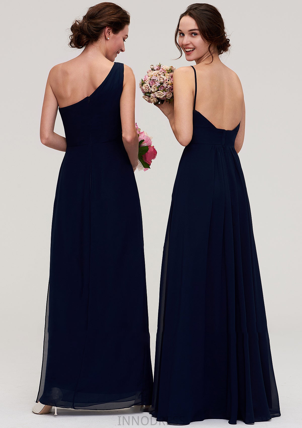 Sleeveless V Neck A-line/Princess Chiffon Long/Floor-Length Bridesmaid Dresseses With Pleated Nia DPP0025357