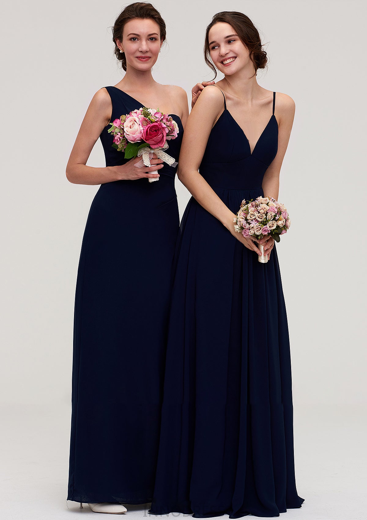 Sleeveless V Neck A-line/Princess Chiffon Long/Floor-Length Bridesmaid Dresseses With Pleated Nia DPP0025357