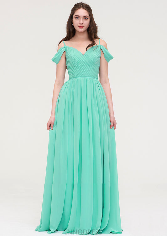 Sweetheart Sleeveless Long/Floor-Length Chiffon A-line/Princess Bridesmaid Dresses With Pleated Clara DPP0025422