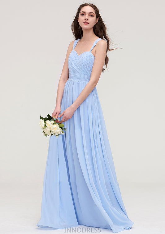 Sleeveless Sweetheart Long/Floor-Length Chiffon A-line/Princess Bridesmaid Dresses With Pleated Aubrie DPP0025437