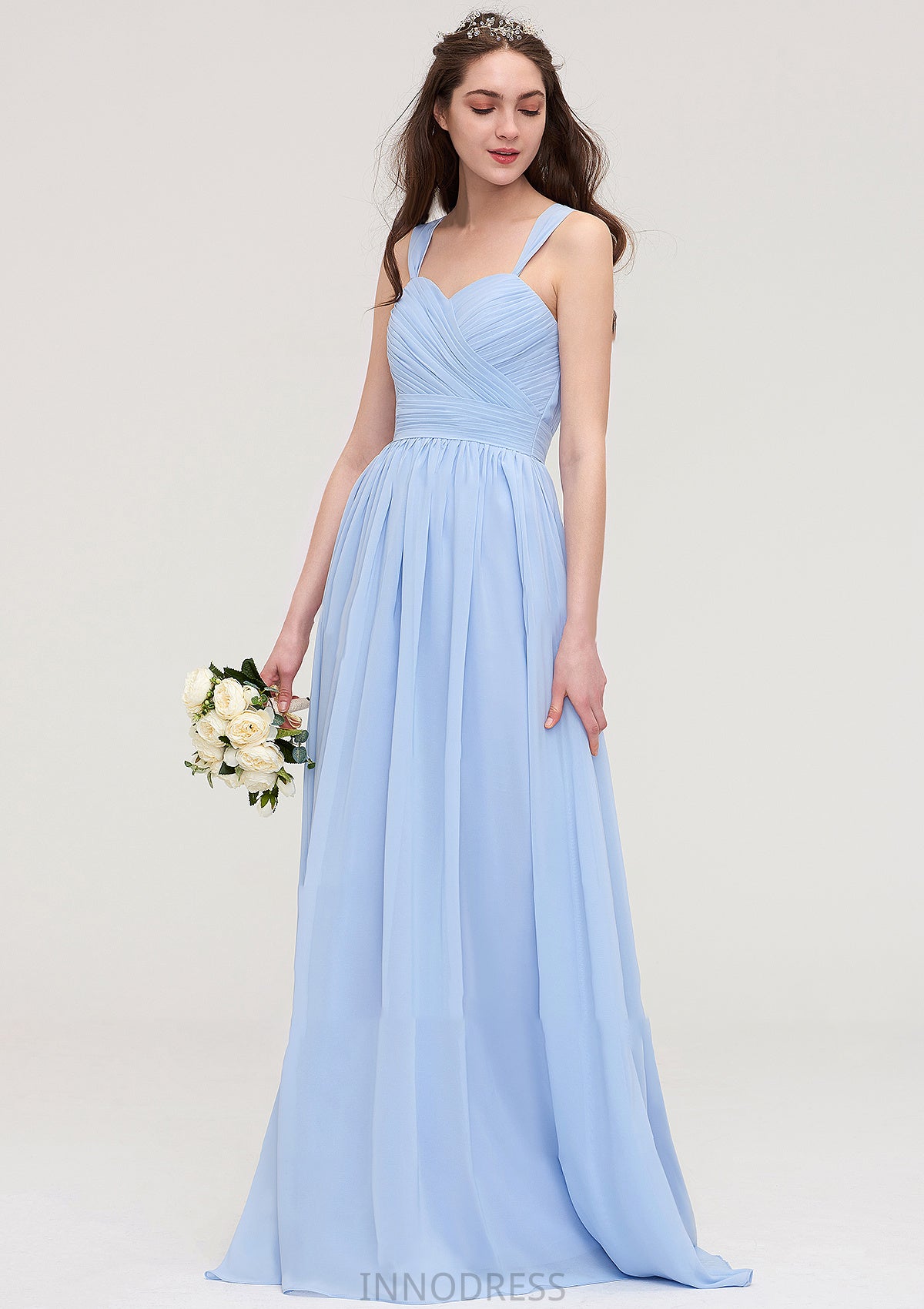 Sleeveless Sweetheart Long/Floor-Length Chiffon A-line/Princess Bridesmaid Dresses With Pleated Aubrie DPP0025437