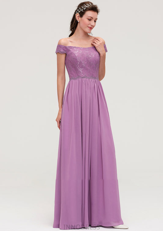 Sleeveless Off-the-Shoulder Long/Floor-Length Chiffon A-line/Princess Bridesmaid Dresseses With Appliqued Brynn DPP0025442