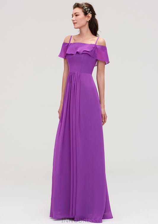 Sleeveless Off-the-Shoulder Chiffon A-line/Princess Long/Floor-Length Bridesmaid Dresseses With Ruffles Sherlyn DPP0025452