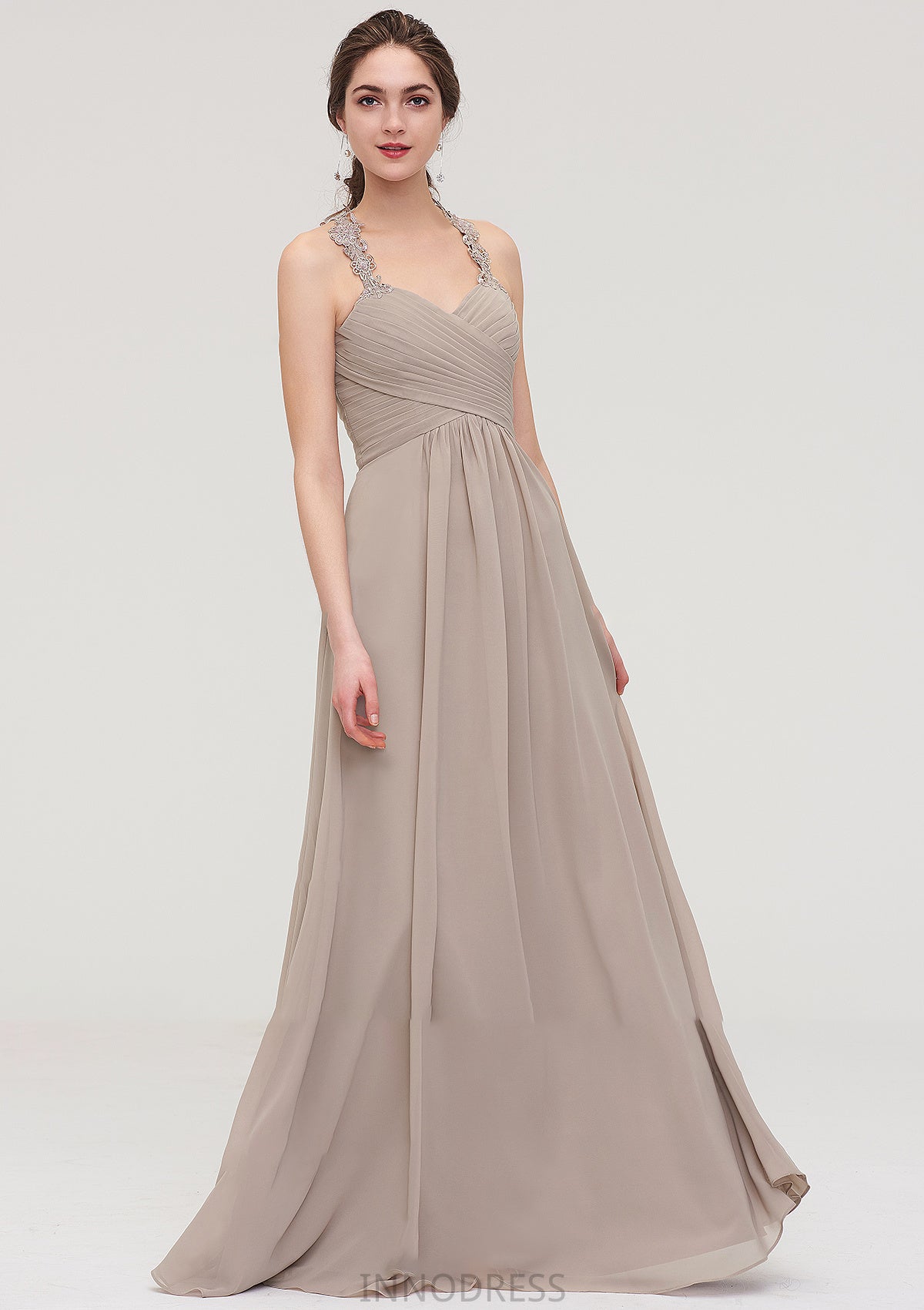 Sleeveless Sweetheart Long/Floor-Length Chiffon A-line/Princess Bridesmaid Dresses With Pleated Lace Brenda DPP0025457