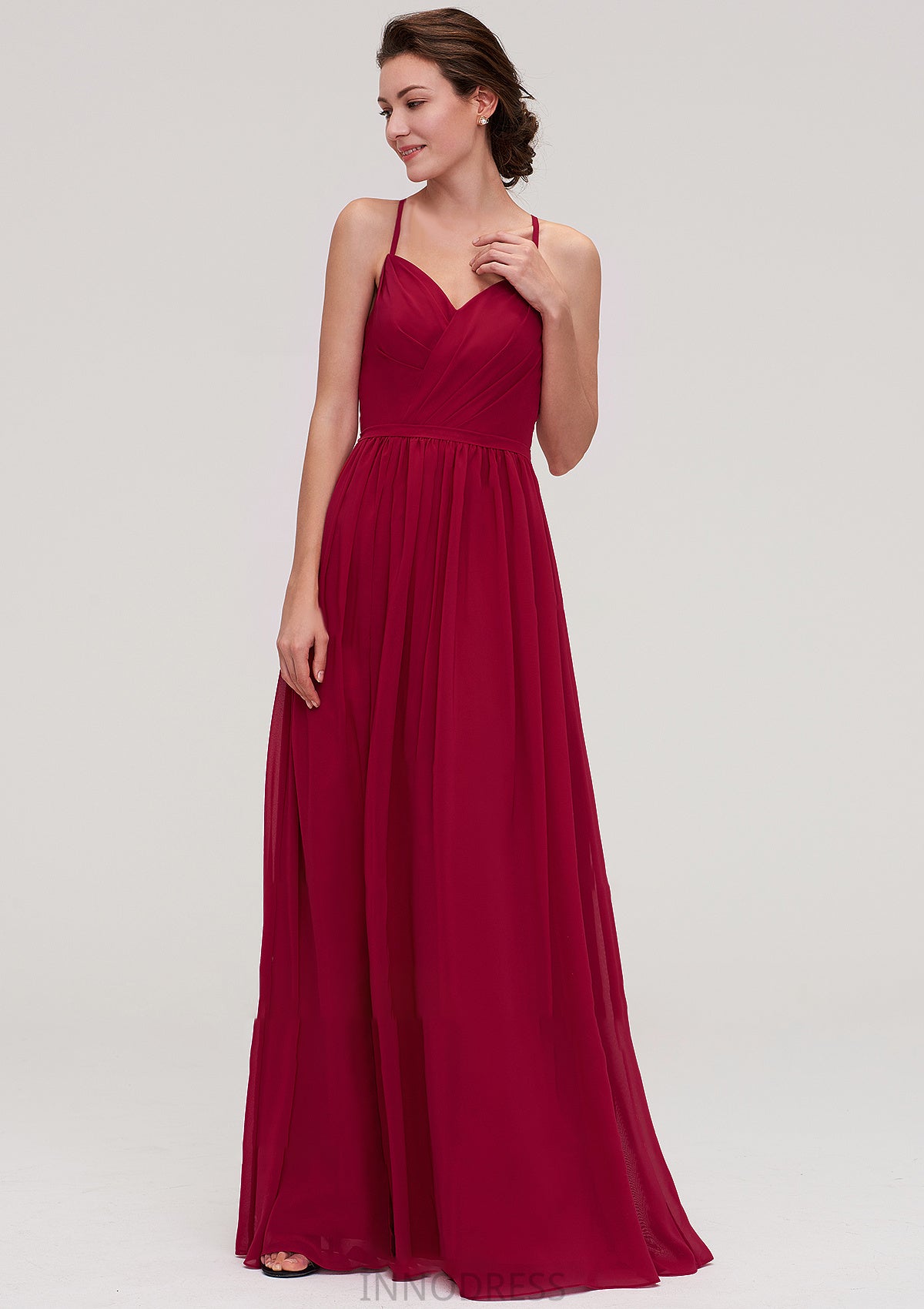 Sleeveless Sweetheart Long/Floor-Length Chiffon A-line/Princess Bridesmaid Dresseses With Split Pleated Anaya DPP0025477