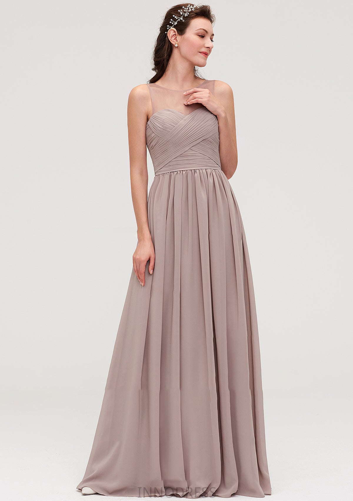 Sleeveless A-line/Princess Chiffon Long/Floor-Length Bridesmaid Dresseses With Pleated Shirley DPP0025479