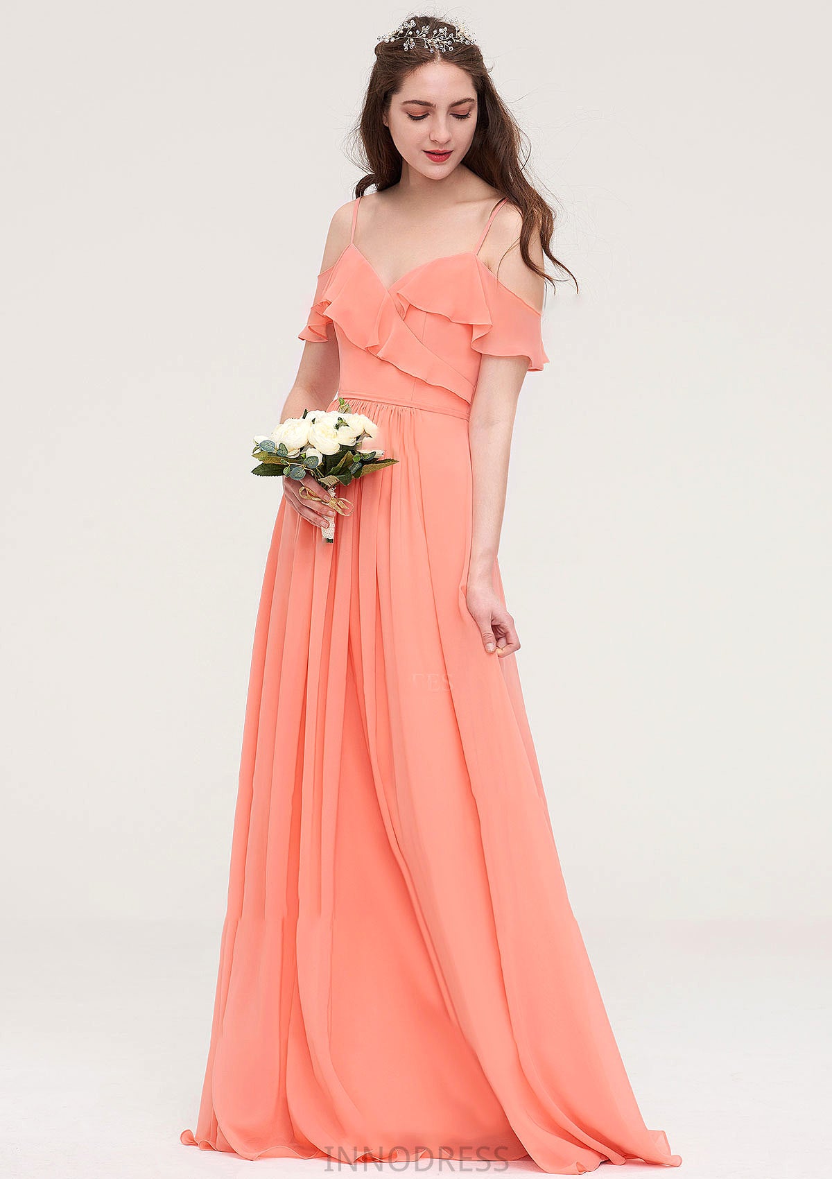 Sleeveless Sweetheart Long/Floor-Length Chiffon A-line/Princess Bridesmaid Dresses With Pleated Jade DPP0025492