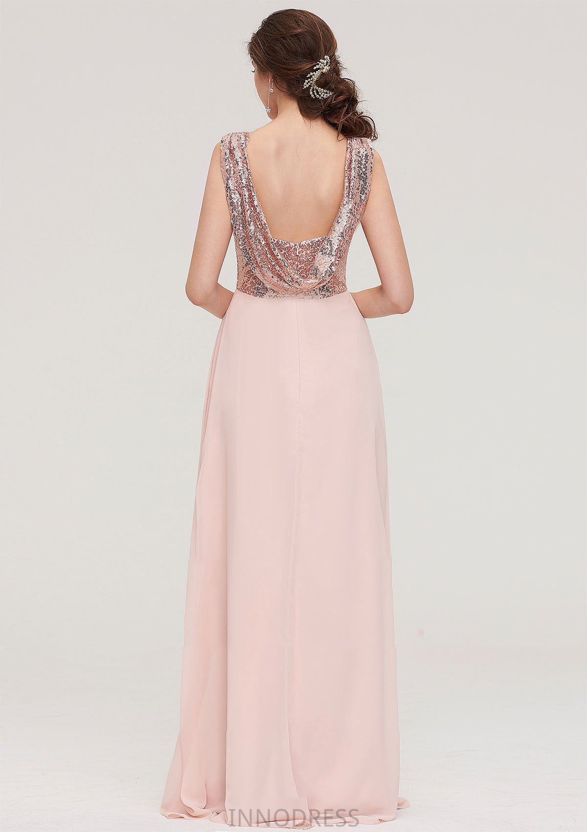 Sleeveless Long/Floor-Length Sweetheart A-line/Princess Chiffon Bridesmaid Dresses With Pleated Sequins Jaliyah DPP0025494