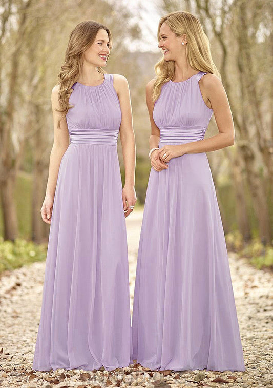 Scoop Neck A-Line/Princess Long/Floor-Length Chiffon Bridesmaid Dresses Kailee DPP0025516