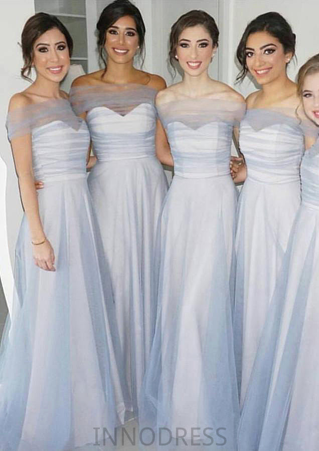 Off-The-Shoulder A-Line/Princess Long/Floor-Length Tulle Bridesmaid Dresses Pancy DPP0025532