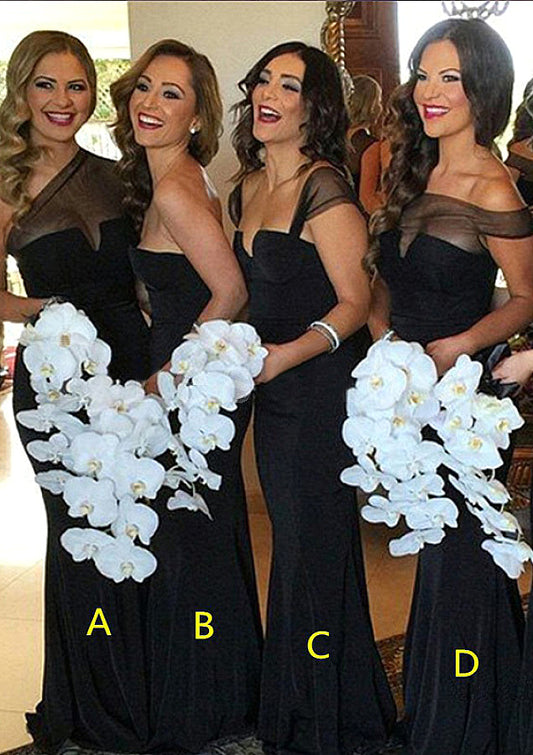 Sweetheart Sleeveless Long/Floor-Length Sheath/Column Elastic Satin Bridesmaid Dresses Leila DPP0025542