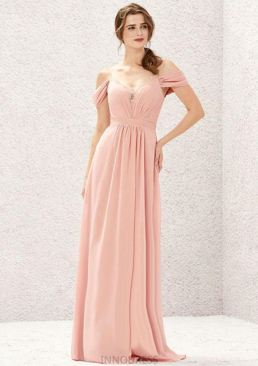 A-line Sweetheart Sleeveless Chiffon Long/Floor-Length Bridesmaid Dresses With Pleated Lace Amani DPP0025629