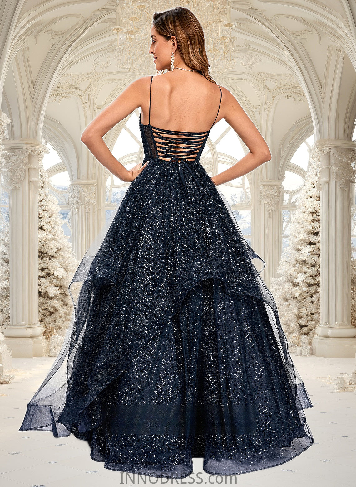 Kennedy Ball-Gown/Princess V-Neck Floor-Length Tulle Prom Dresses DPP0025863