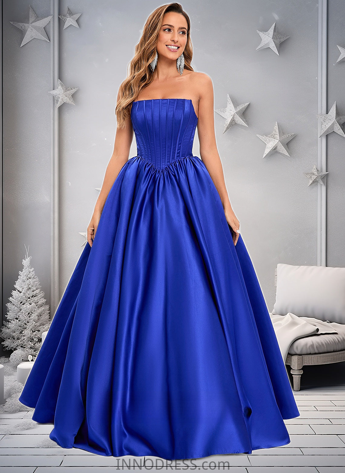 Maritza Ball-Gown/Princess Straight Floor-Length Satin Prom Dresses DPP0025831