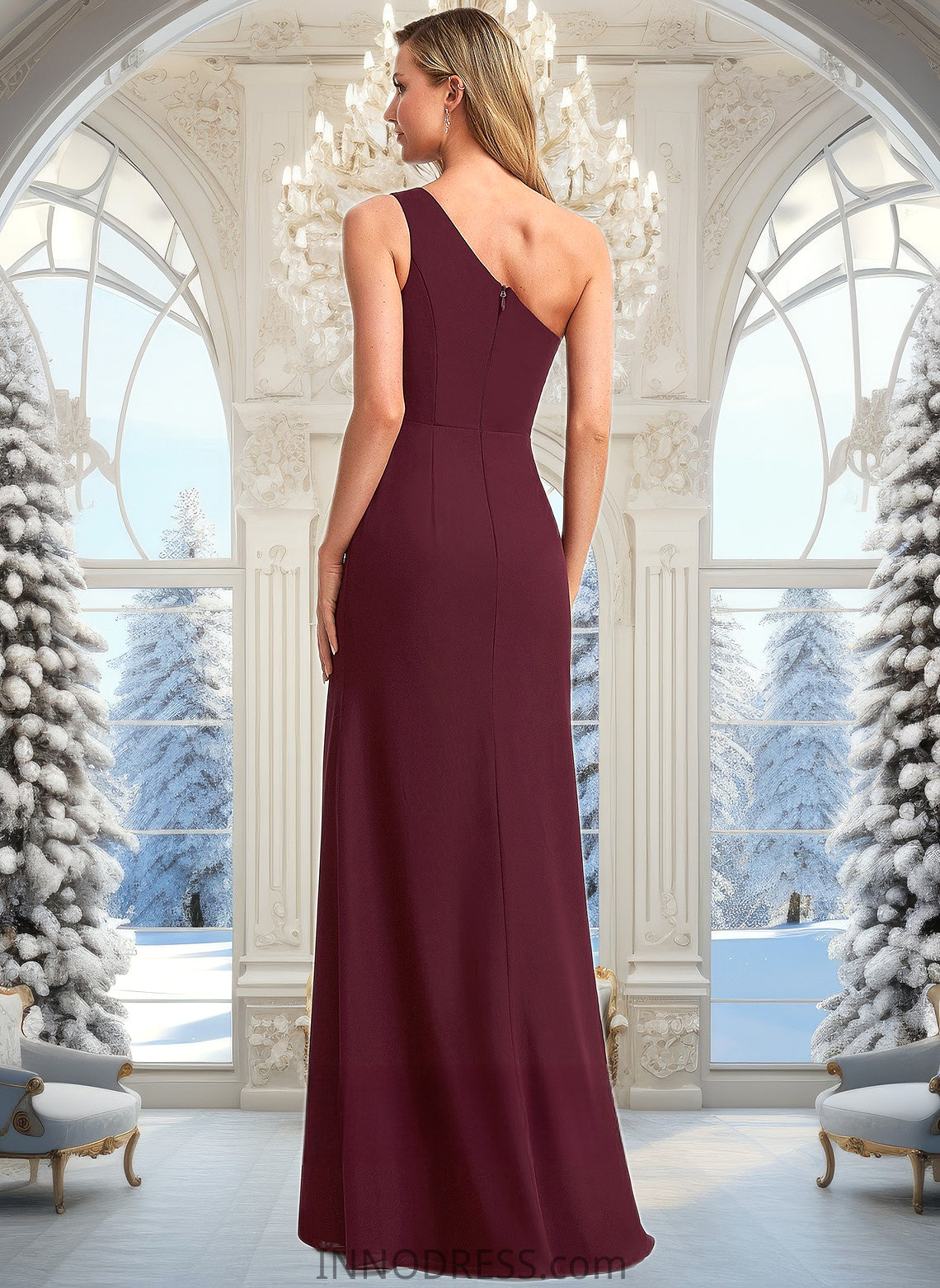 Maddison A-line One Shoulder Floor-Length Chiffon Bridesmaid Dress DPP0025756