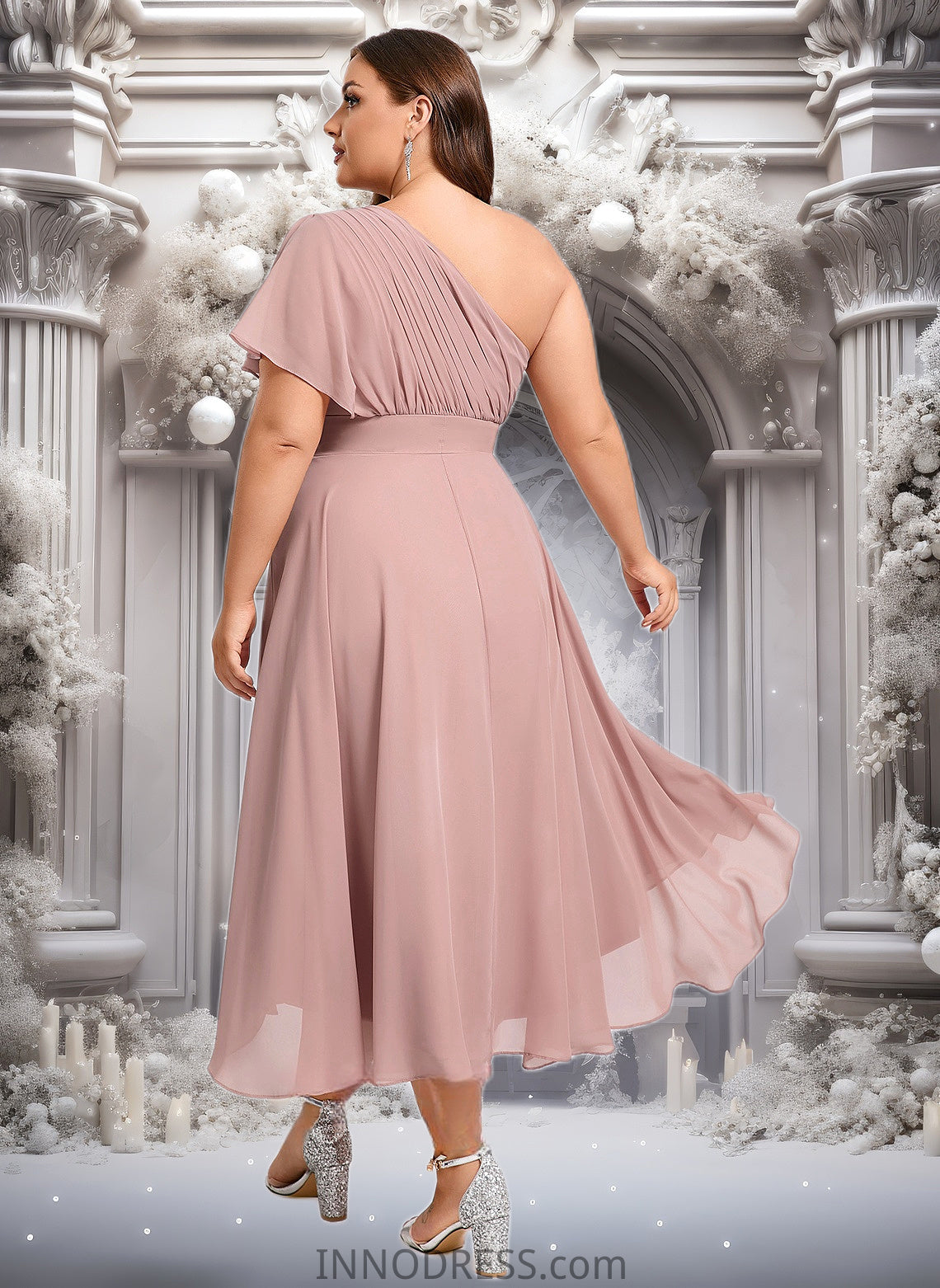 Sloane A-line One Shoulder Asymmetrical Chiffon Bridesmaid Dress With Ruffle DPP0025819