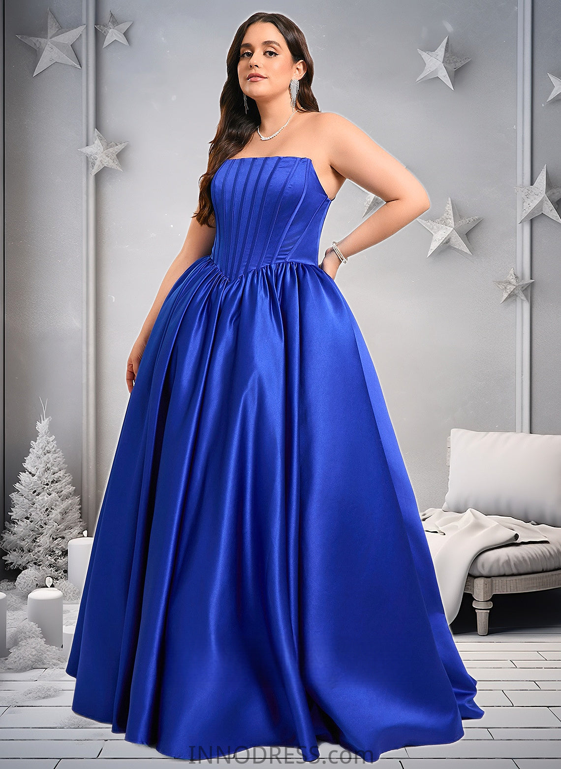 Maritza Ball-Gown/Princess Straight Floor-Length Satin Prom Dresses DPP0025831