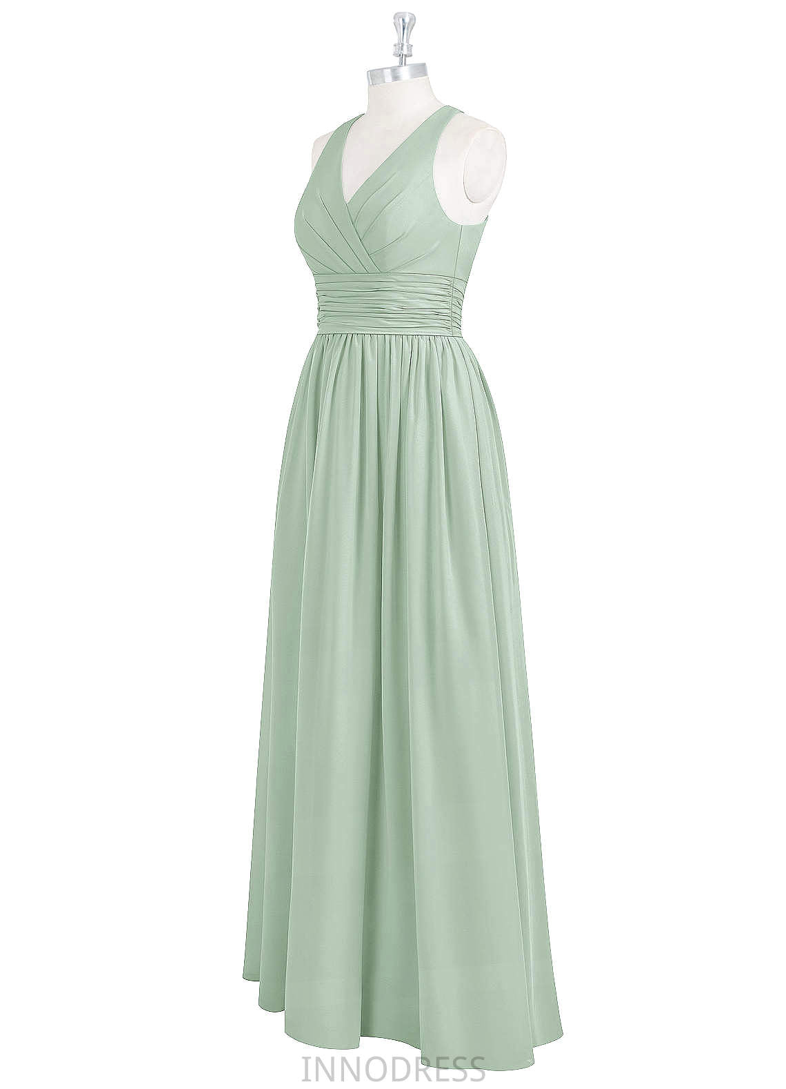 Lillie Spandex Sheath/Column Natural Waist Floor Length Sleeveless V-Neck Bridesmaid Dresses