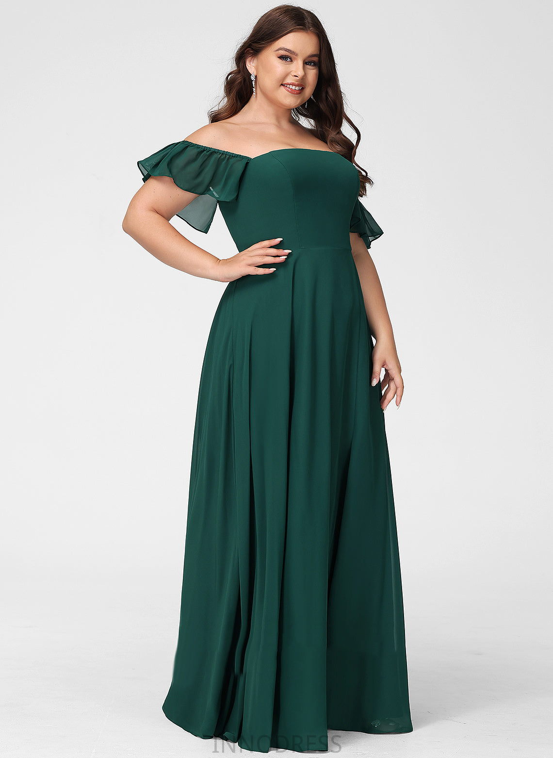 Fabric Neckline Silhouette Length Off-the-Shoulder SplitFront Embellishment Floor-Length A-Line Novia Sleeveless Scoop Bridesmaid Dresses