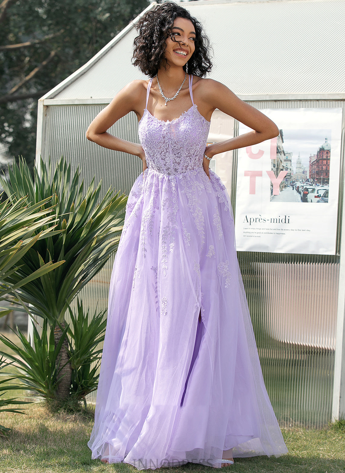 Sweep Scoop Cierra With Neck Train Lace Ball-Gown/Princess Sequins Tulle Prom Dresses