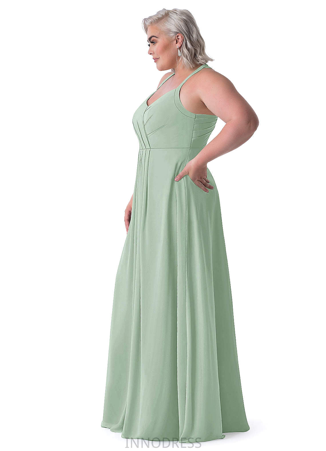 Undine Sleeveless Floor Length V-Neck Natural Waist A-Line/Princess Bridesmaid Dresses