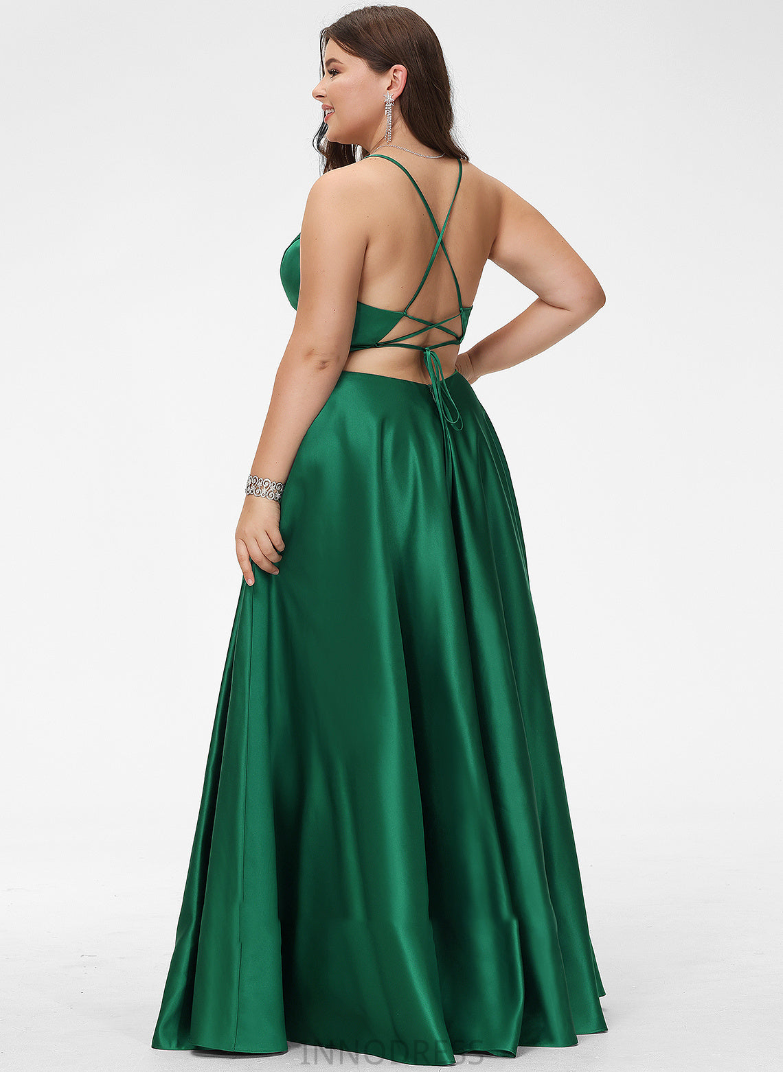 Prom Dresses Elizabeth Satin V-neck A-Line Floor-Length