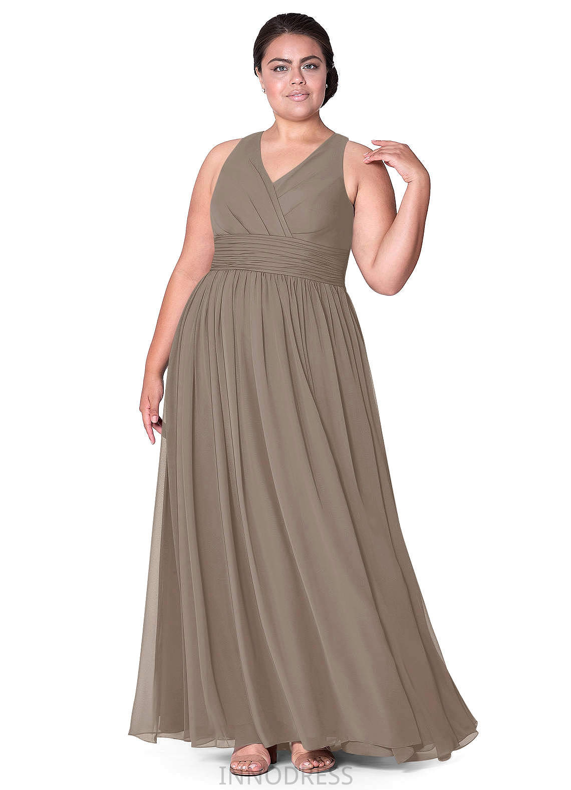 Camilla Sleeveless Natural Waist Trumpet/Mermaid Floor Length V-Neck Bridesmaid Dresses