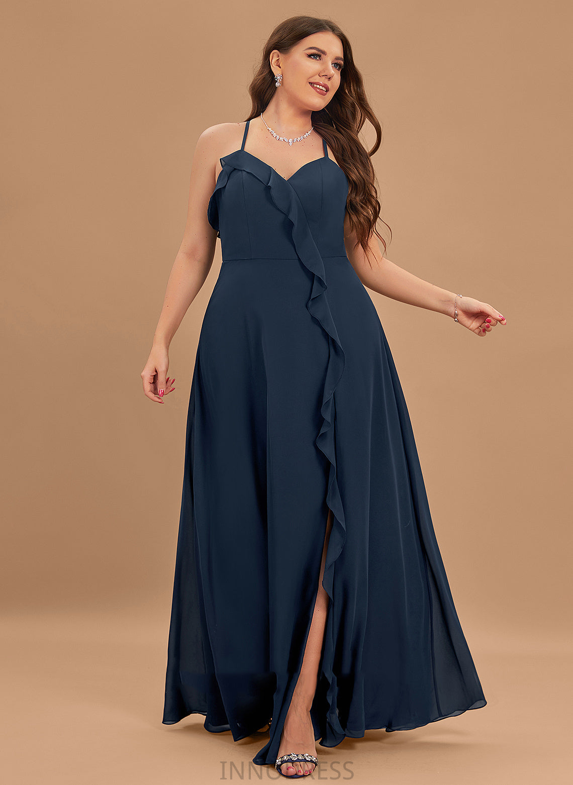 Fabric SplitFront Silhouette Length Floor-Length A-Line V-neck Embellishment Neckline Anaya Floor Length V-Neck Bridesmaid Dresses