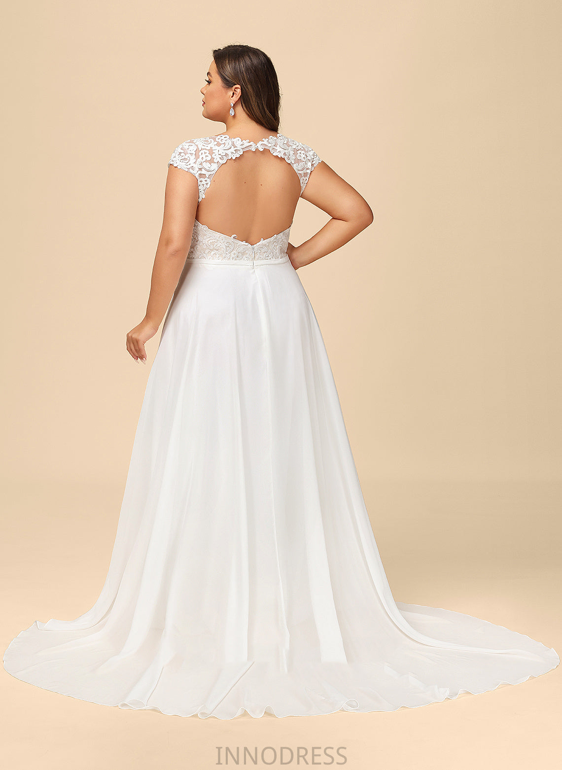 Sweep Wedding Dresses V-neck Split Lace Dress Train Chiffon Front Wedding With Rylie A-Line