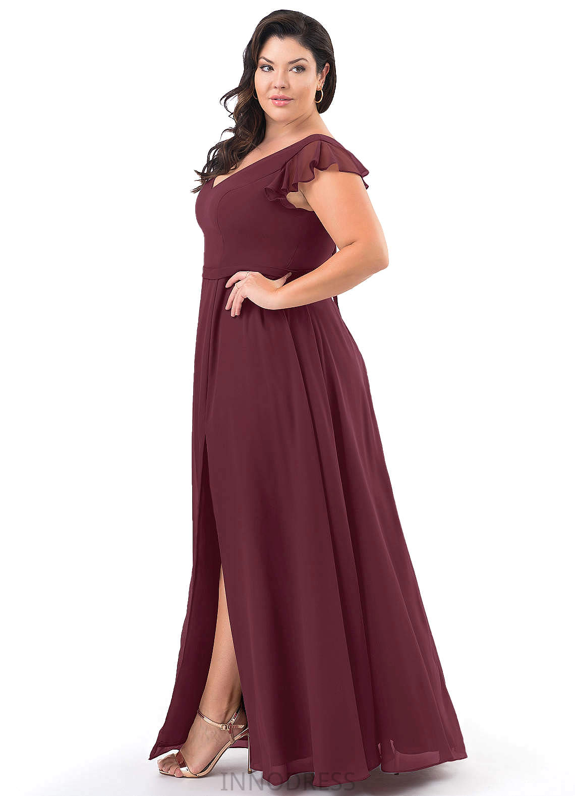 Leanna Floor Length One Shoulder Natural Waist A-Line/Princess Sleeveless Bridesmaid Dresses