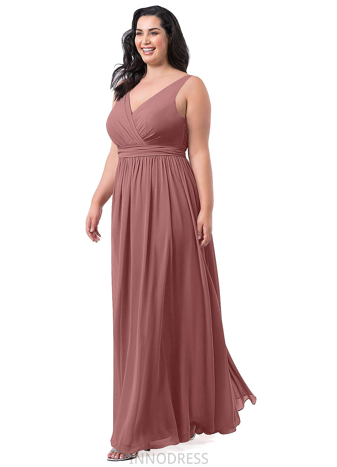 Cassie Sleeveless Natural Waist A-Line/Princess Scoop Floor Length Bridesmaid Dresses