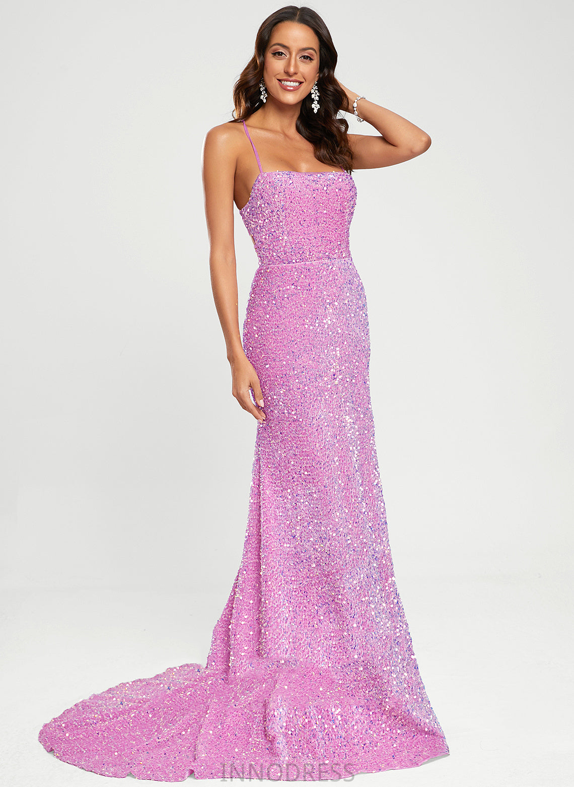 Sweep Square Sequined Train Jessica Trumpet/Mermaid Prom Dresses