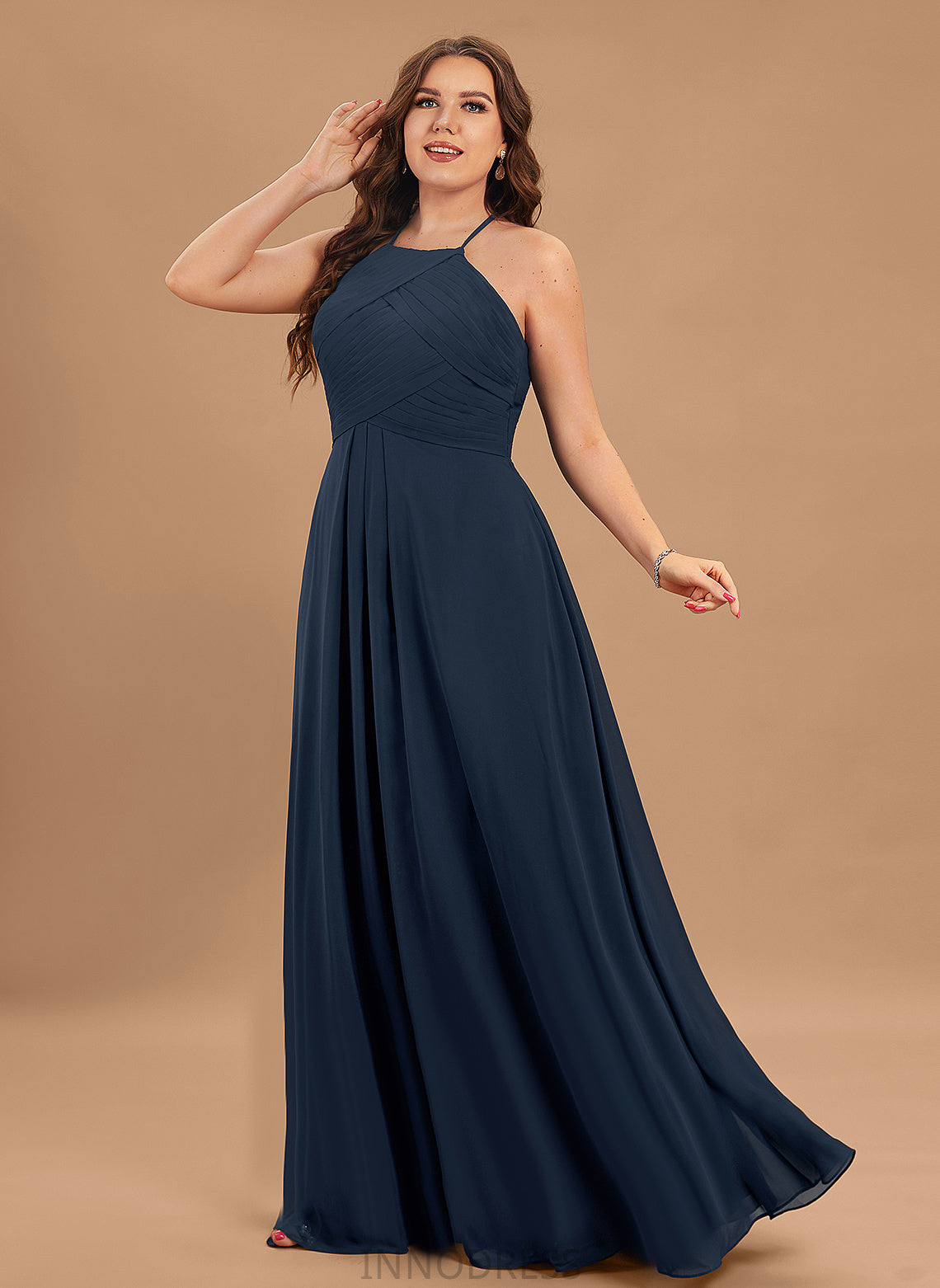 A-Line Neckline Floor-Length Silhouette Length Scoop Pleated Embellishment Fabric Alana Bridesmaid Dresses